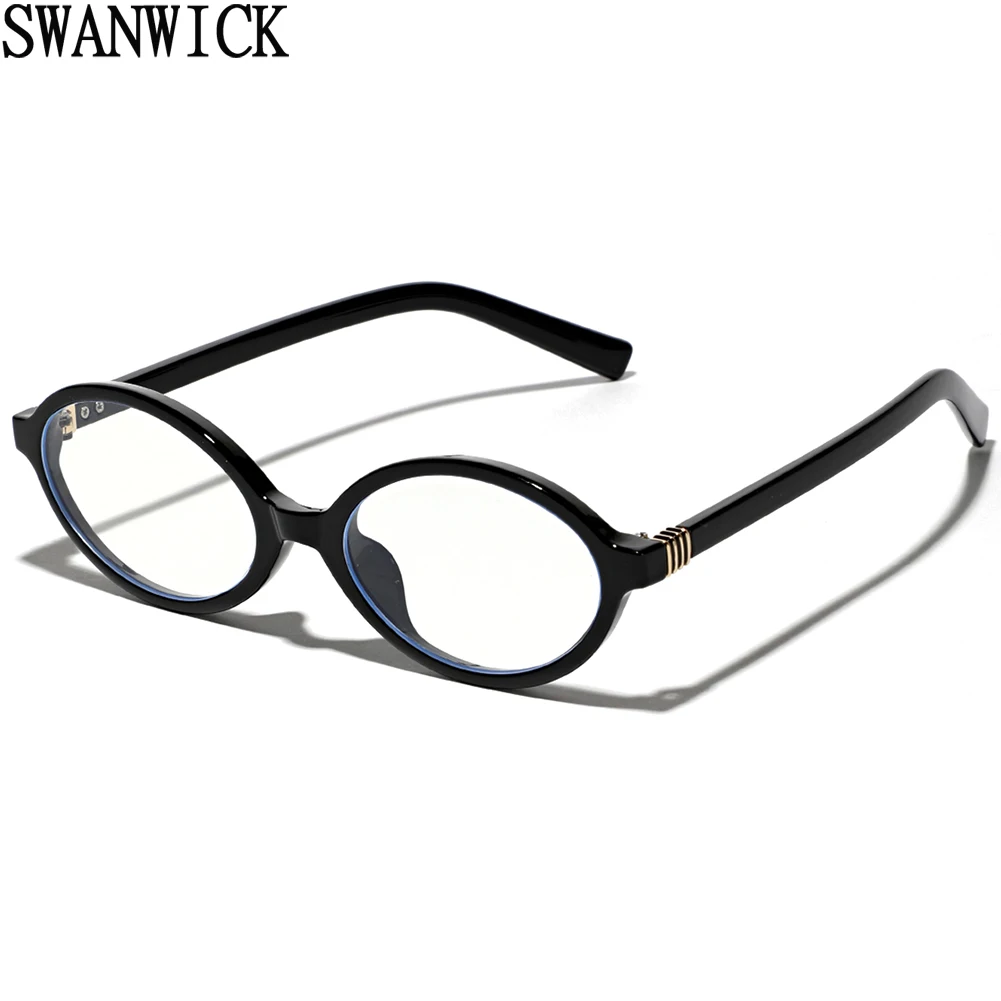 Swanwick ретро овальные очки с синим светом женские круглые оправы для очков для мужчин винтажные мужские черные леопардовые прозрачные линзы унисекс