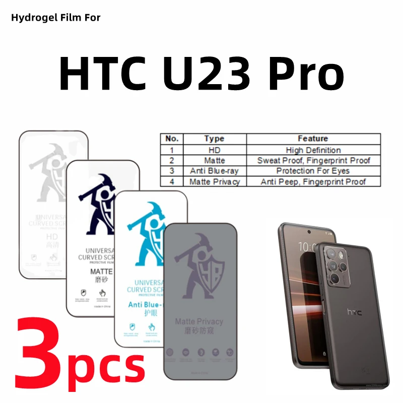 3шт HD Гидрогелевая Пленка Для HTC U23 Pro Матовая Защитная Пленка Для Экрана HTC U23 Pro Eye Care Blueray Anti Spy Privacy Защитная Пленка