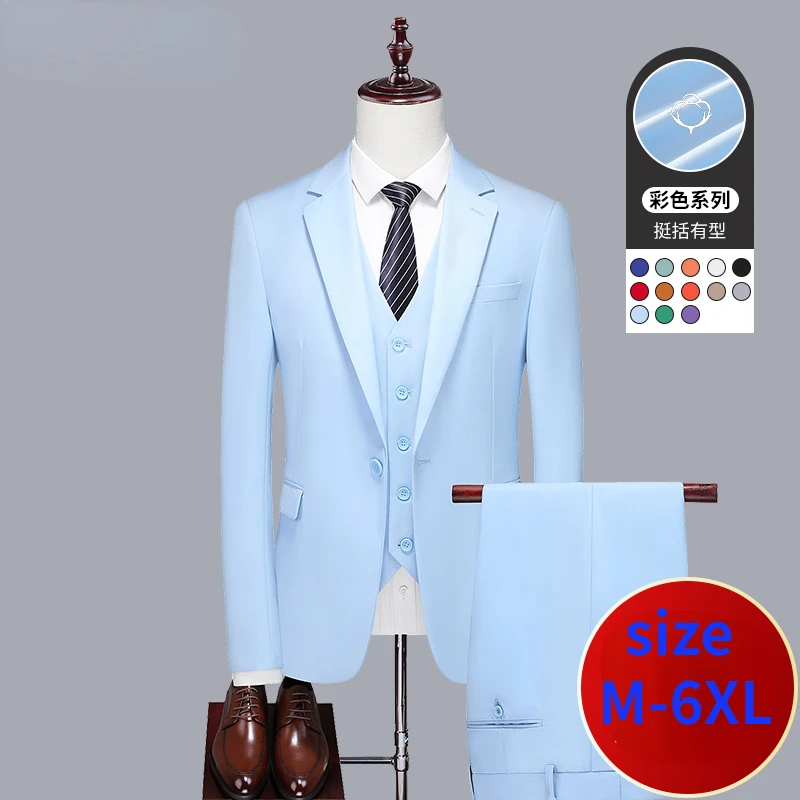 Новое поступление, Модный Высококачественный Деловой Повседневный Синий костюм Жениха Из трех частей, Мужской Весенне-летний Размер M -2XL 3XL 4XL 5XL 6XL