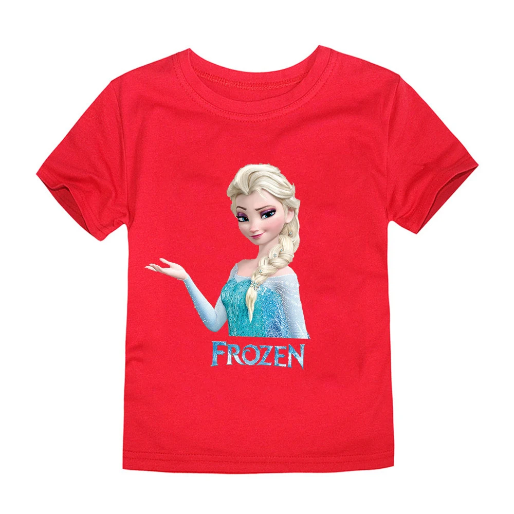 Летняя футболка Disney Frozen Anna Elsa из чистого хлопка с принтом из мультфильма 