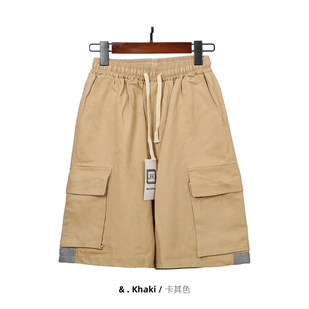 JHK · BD Мужские короткие летние хлопчатобумажные свободные Классические шорты с завязками на талии, карманами на пуговицах, уличные повседневные универсальные Мужские шорты в корейском песочном стиле