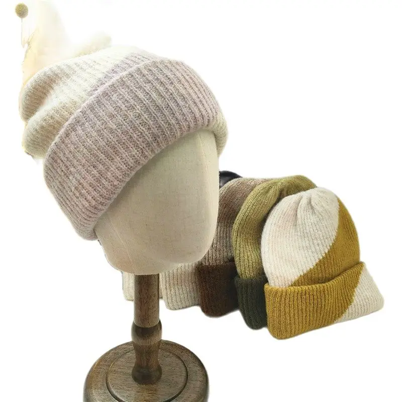 Зимняя женская повседневная шерстяная шапочка в стиле пэчворк, мягкие теплые шапки, уличные мужские тюбетейки, лыжная тюбетейка, завитые шапочки-бини