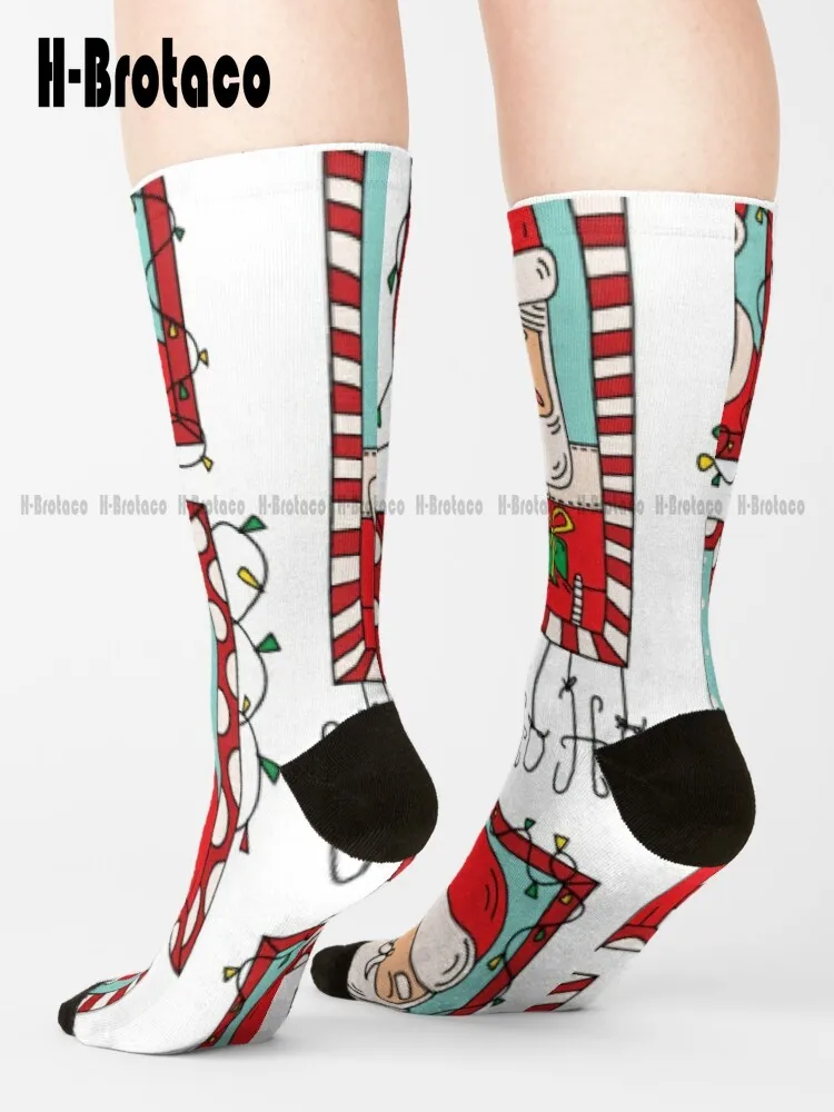 Носки с рождественским рисунком для мужчин и женщин, спортивные Носки для уличного скейтборда в стиле харадзюку в стиле ретро, подростковые молодежные носки с цифровым принтом 360 °, повседневные