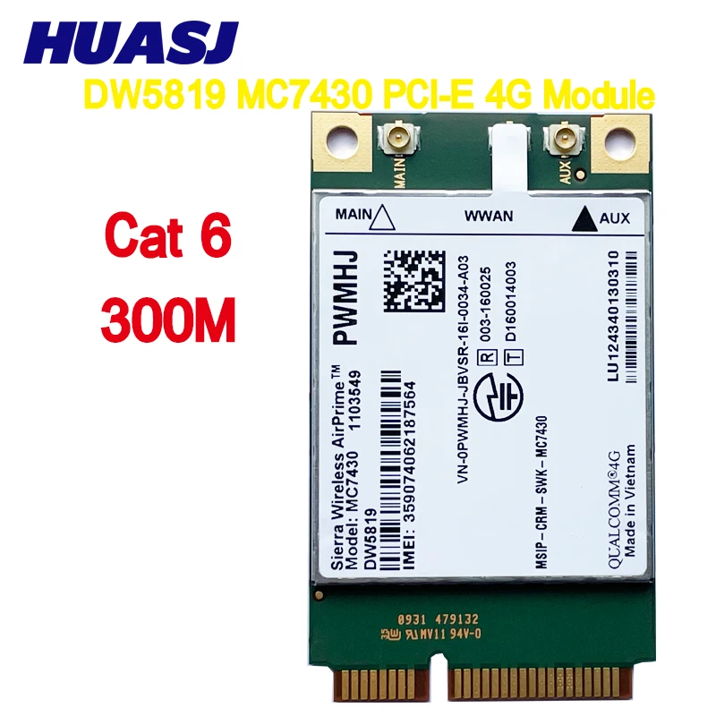 HUASJ DW5819 MC7430 PCI-E 4G модуль Cat6 FDD-LTE TDD-LTE 4G карта для ноутбука Dell