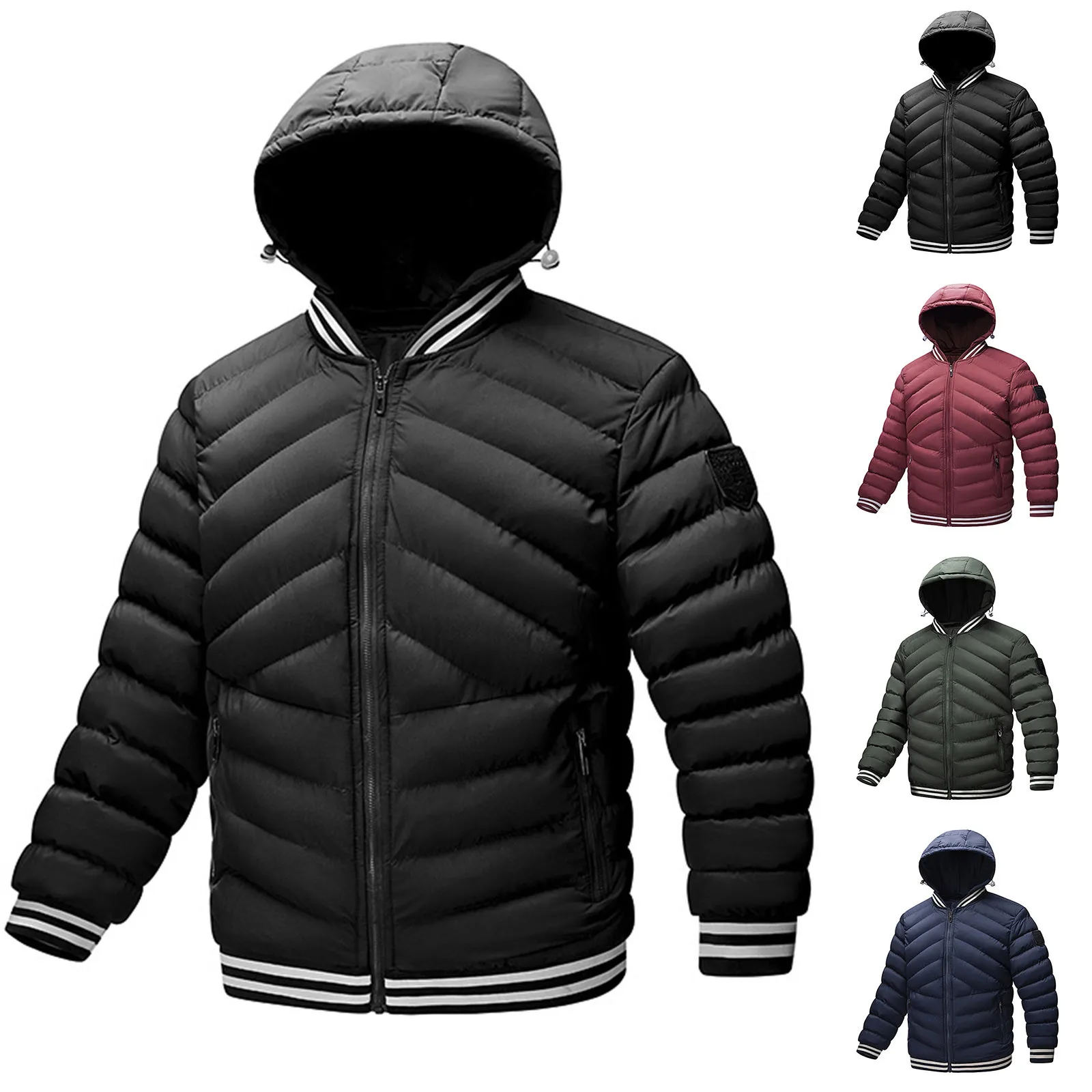 Мужская теплая осенне-зимняя куртка пальто большого размера с легким карманом на молнии, модная мягкая куртка с хлопковой подкладкой и капюшоном, пальто для отдыха
