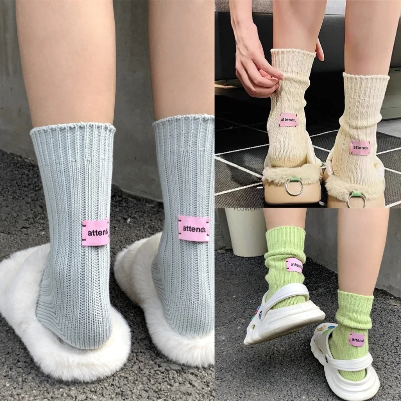 Спортивные носки унисекс, вязаные средние носки-трубки, согревающие ноги для женщин и девочек