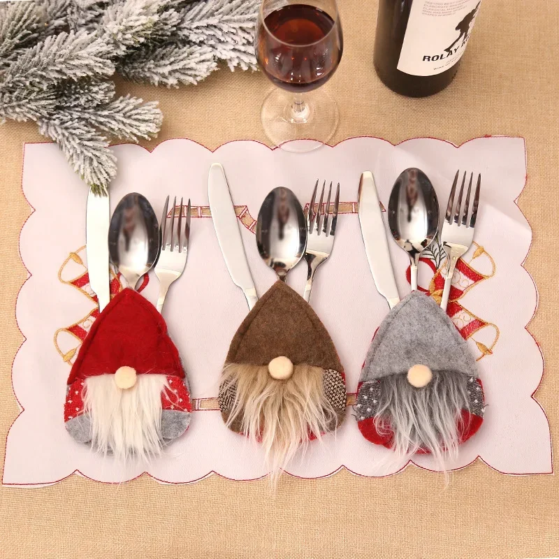 Новые семейные Рождественские украшения, Креативный набор ножей и вилок для скандинавского Старика, Домашняя посуда для отдыха, Наряды