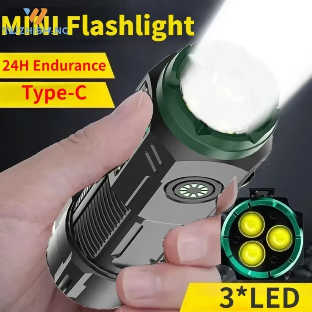 3 * LED 18350 Открытый мощный высококачественный фонарик Перезаряжаемый USB-фонарь IP68 Водонепроницаемый с магнитом для пеших прогулок кемпинга