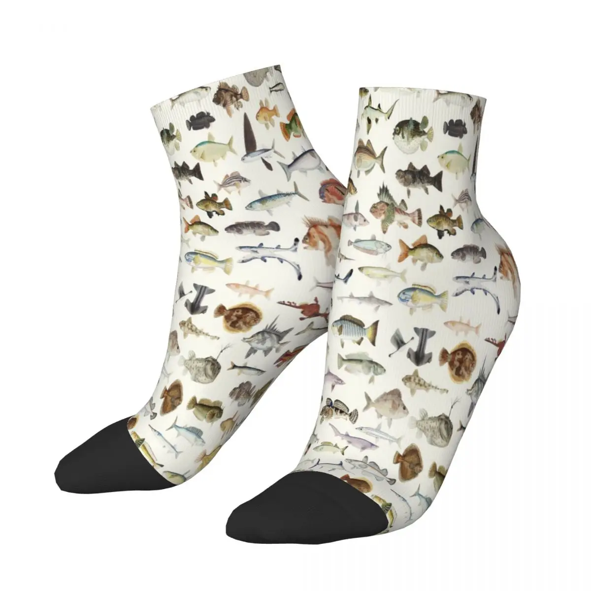 Носки Из коллекции С Рисунком Рыбы Короткие Уникальные Повседневные Дышащие Носки Для взрослых на Щиколотках