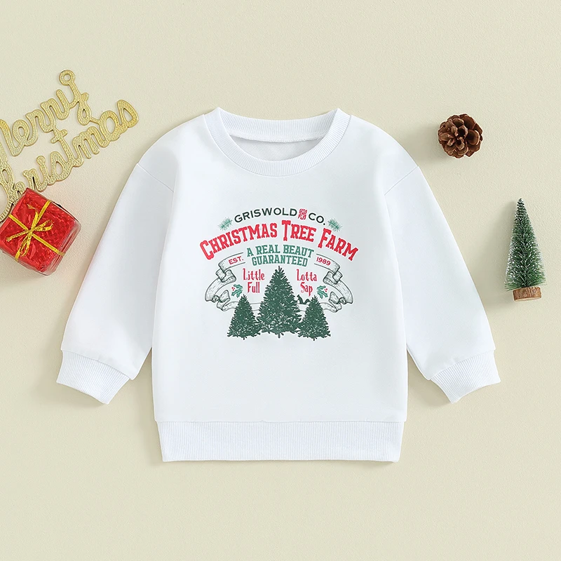 Толстовки для маленьких девочек, Рождественский пуловер с длинными рукавами и буквенным принтом для девочек и мальчиков, топы, зимняя одежда