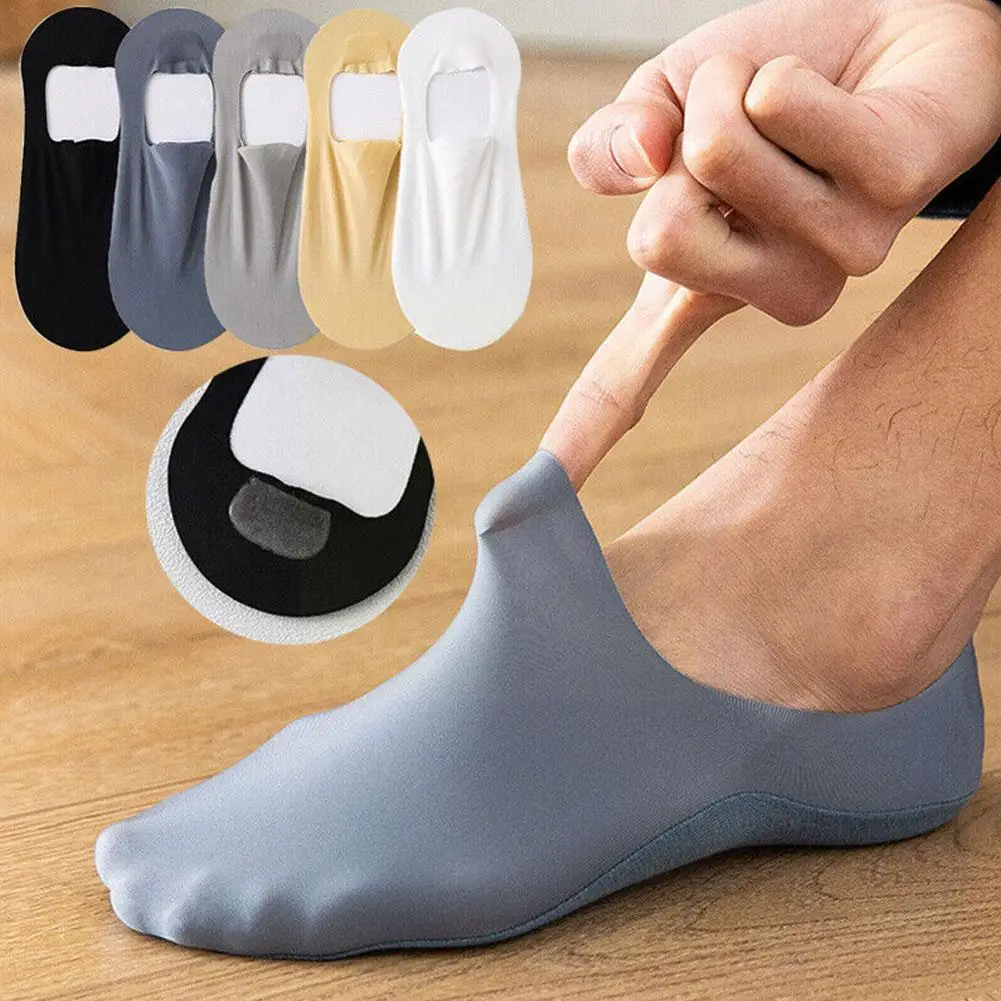 Мужские носки-лодочки Ice Silk Нескользящие Ультратонкие Носки Удобного Кроя, Летние Дышащие Носки С Низким Носком, Носки-лодочки Для мужчин C3O5