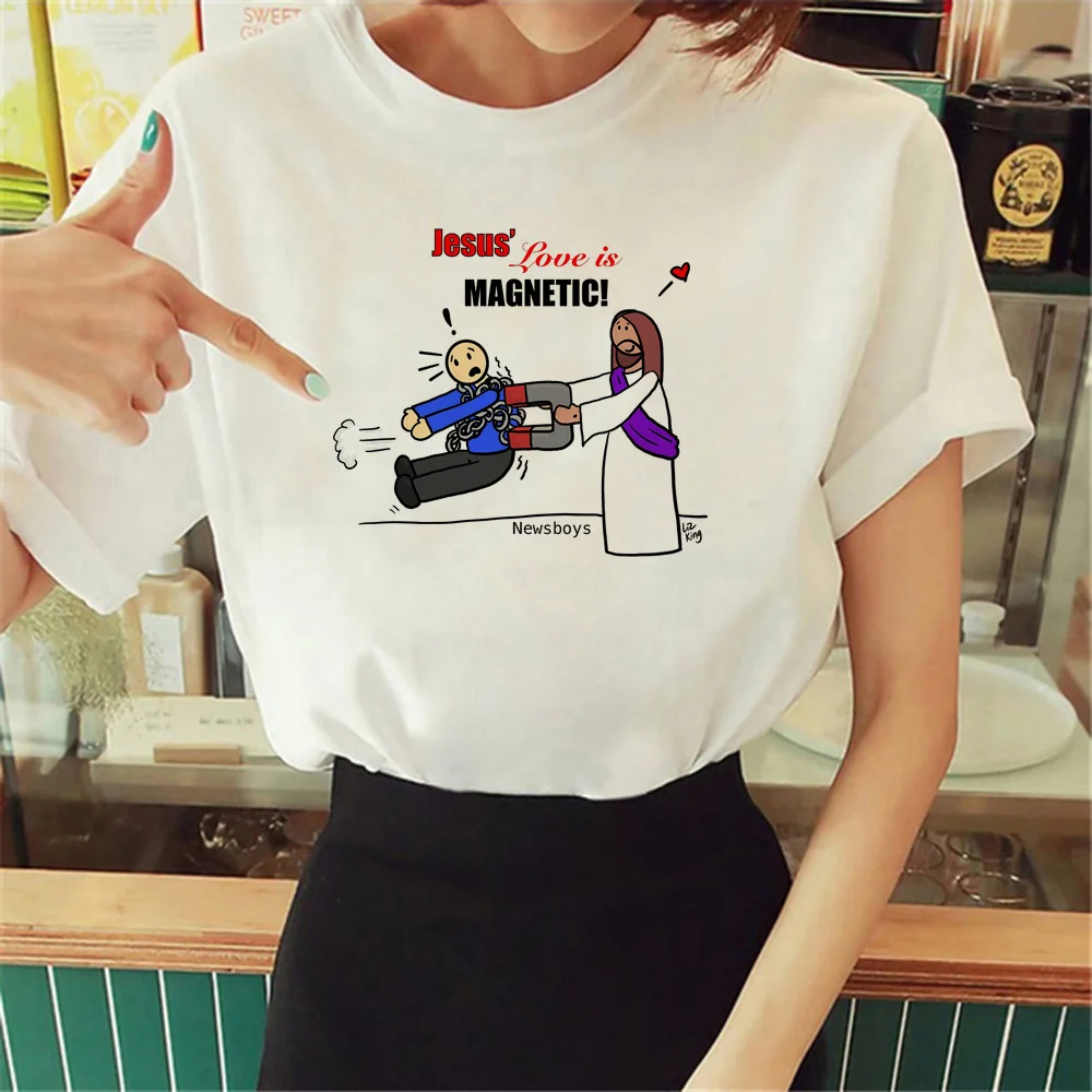Женская забавная футболка с Иисусом, женская дизайнерская одежда из аниме