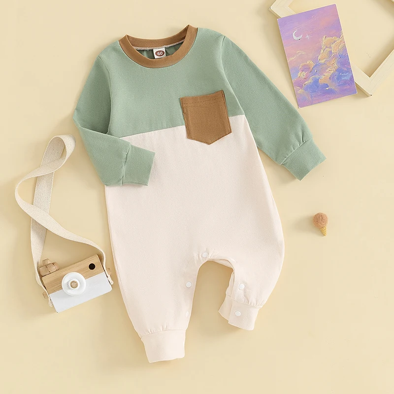 Одежда Для новорожденных мальчиков контрастного цвета, толстовка с длинными рукавами, комбинезон, весенне-осенний повседневный наряд