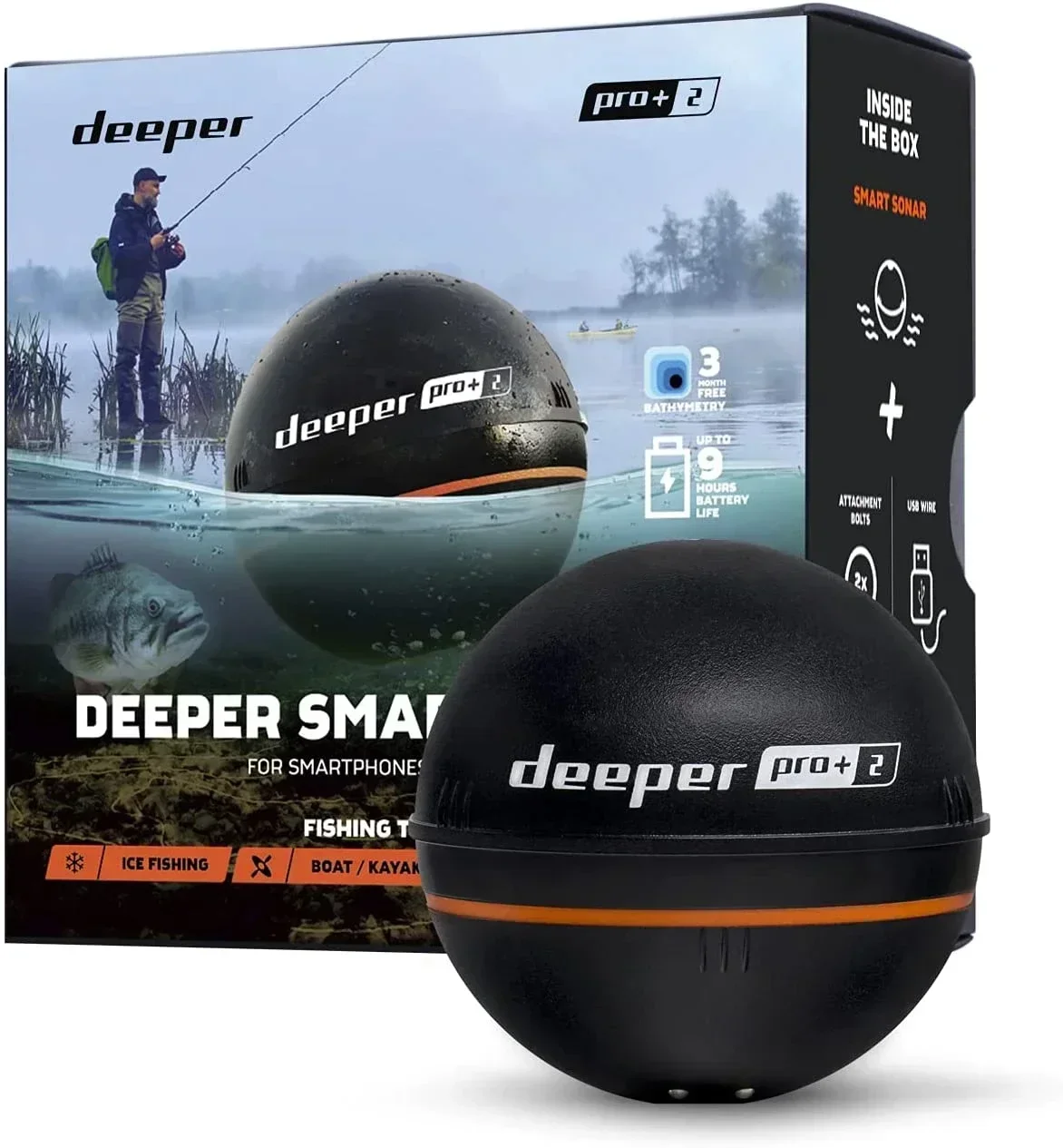 Оригинальный новый умный гидролокатор Deeper PRO + - портативный беспроводной Wi-Fi эхолот GPS