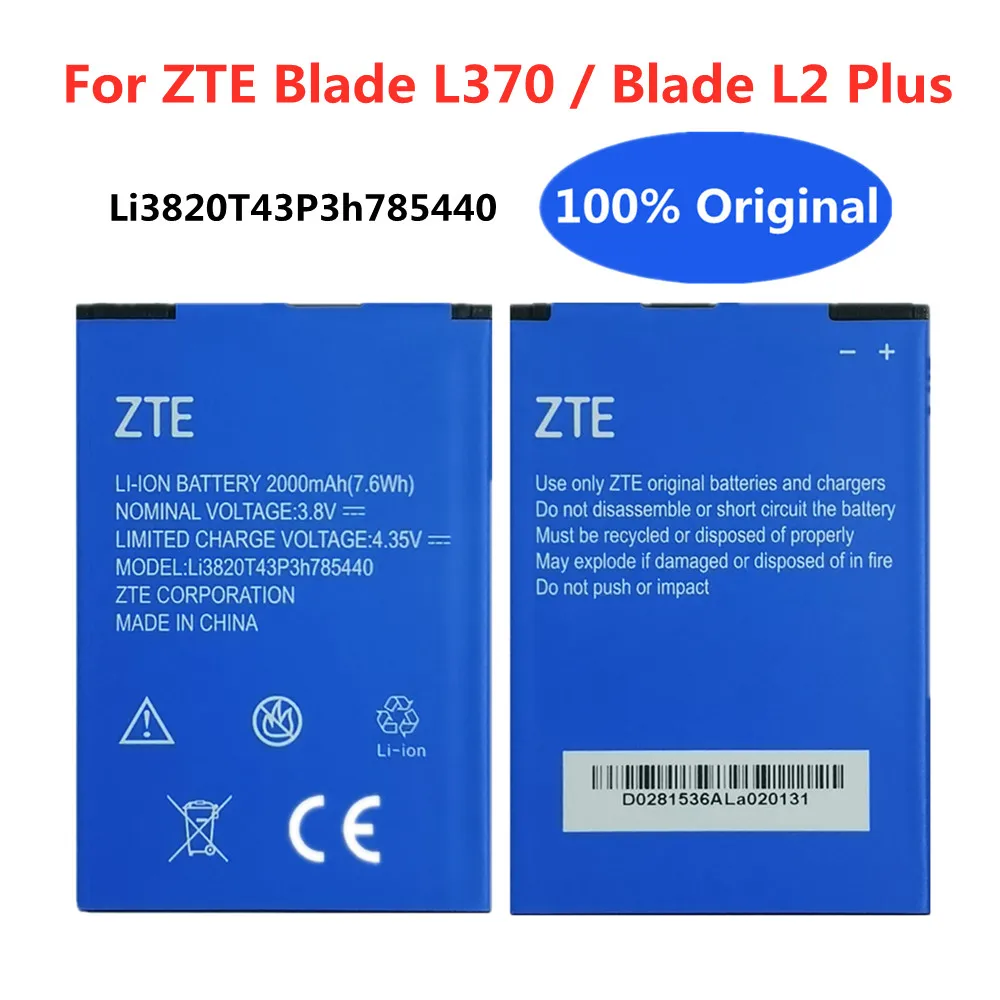 Оригинальный 2000mAh Li3820T43P3H785440 Заменяющий Аккумулятор Для ZTE Blade L370/Blade L2Plus L2 Plus Высококачественный Аккумулятор Для Телефона Batteria