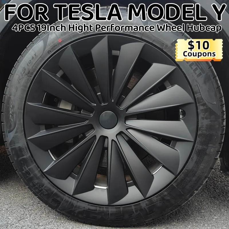 4ШТ Колпачок ступицы, 19-дюймовый сменный колпачок колеса, автомобильный колпачок, полное покрытие обода, аксессуары для Tesla Model Y 2018-2023