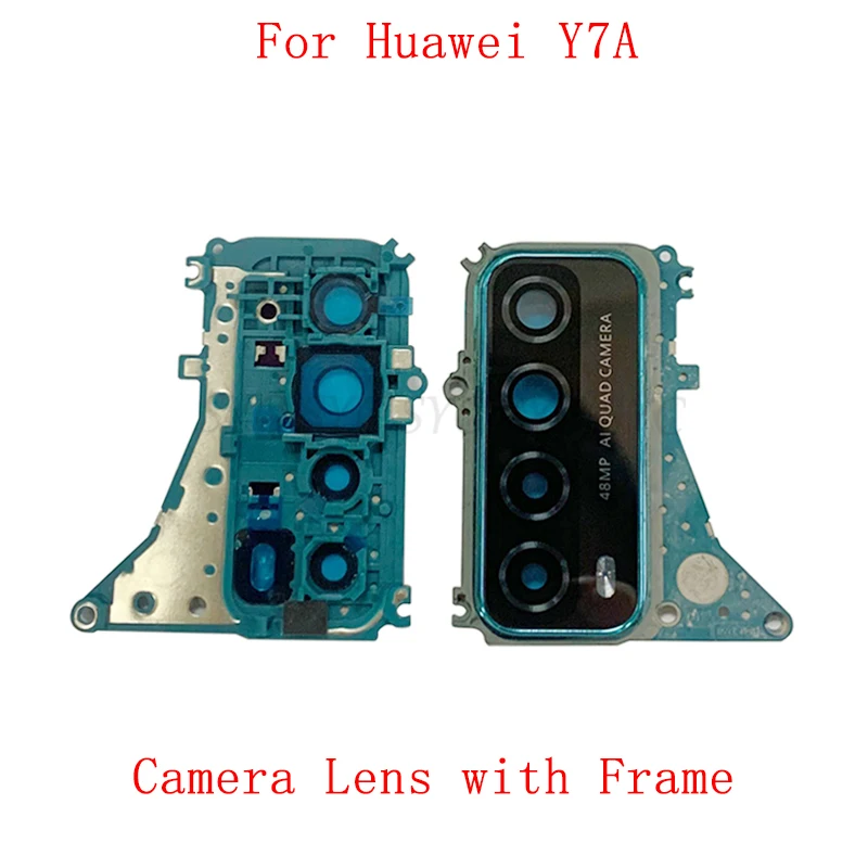 Стекло объектива задней камеры с держателем рамки для Huawei Y7A Объектив задней камеры с деталями для ремонта рамки