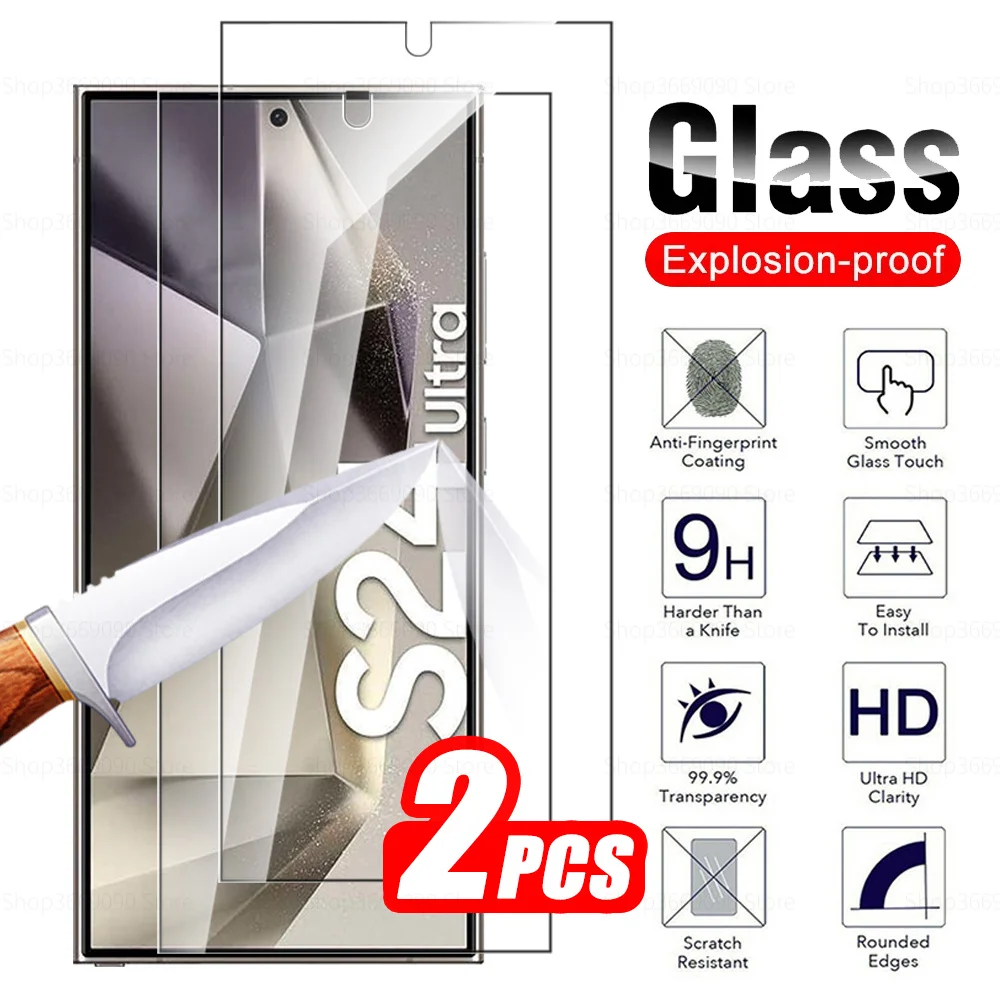 2шт Закаленное стекло для Samsung Galaxy S24 Ultra Защитные пленки Samung S24 Plus S 24 Ultra Safety Защитная стеклянная пленка