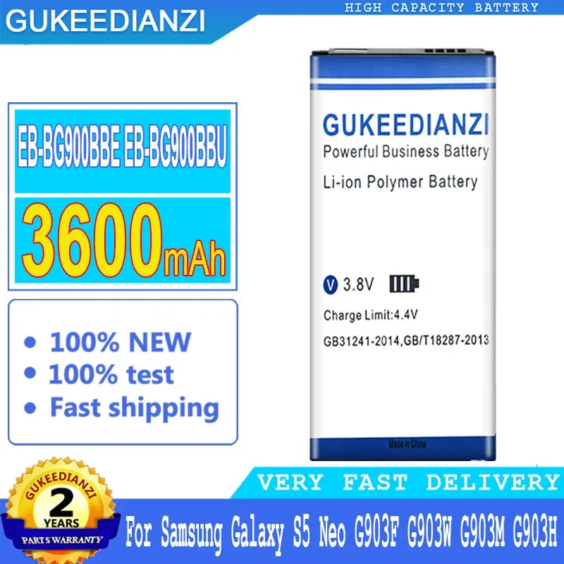 Аккумулятор GUKEEDIANZI для Samsung Galaxy S5 Neo, EB-BG900BBC, BBE, BBU, EB-BG903BBE, 3600 мА/ч, G903F, G903W, G903M, G903H, Телефона