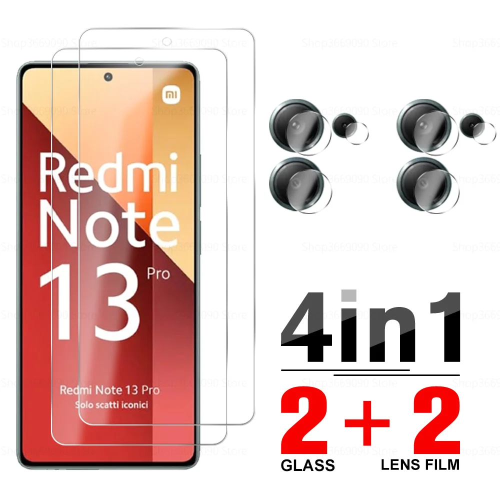 Чехол из Закаленного Стекла 4в1 Для Xiaomi Redmi Note 13 Pro 4G Screen Protector Redmy Note13 Pro Pro + Plus Защитная Пленка Для Объектива камеры