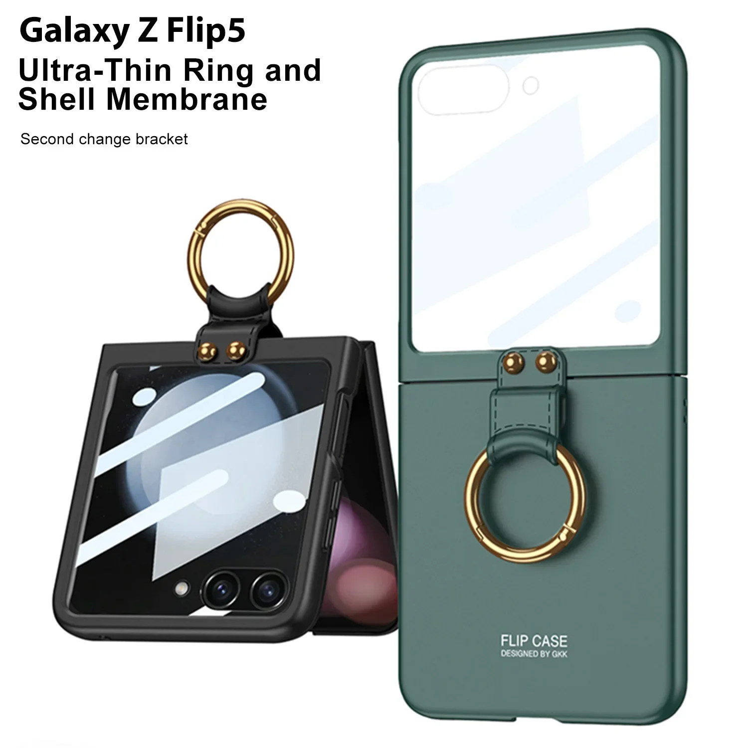 Противоударный пластиковый чехол для Samsung Galaxy Z Flip 5, защитная пленка из стекла на переднем экране, жесткий матовый чехол для Galaxy Z Flip5 Case