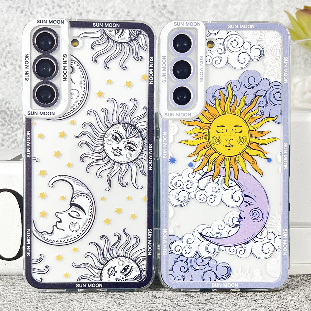 Чехол для Samsung Galaxy S20 S21 S22 S23 Plus FE Ultra Soft Cover Funny Sun Moon Face