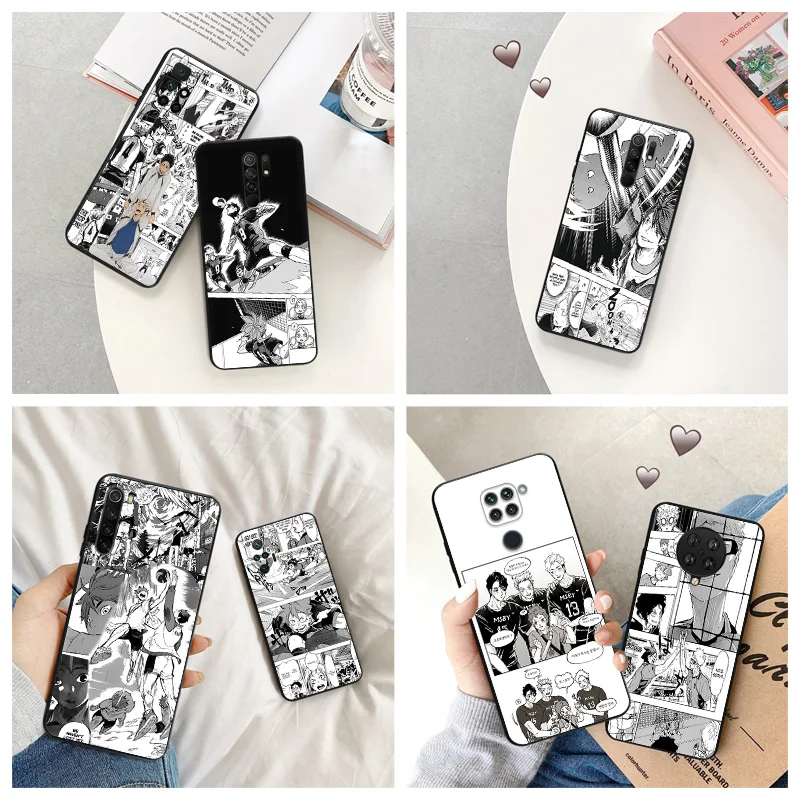 Силиконовые Черные Чехлы Для телефонов Redmi Note 8 7 K60E K40S K50 8T Xiaomi Mi 10 10t Note10 11t Pro 11 Lite Haikyuu Manga Cover