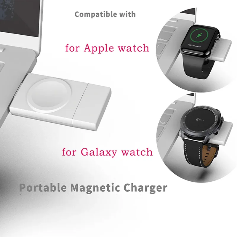 Беспроводное зарядное устройство 2 В 1 для Apple Watch 8 7 6 5 Samsung Galaxy Watch 5 Pro/4/3/ Станция быстрой зарядки Active 2 USB Type C.