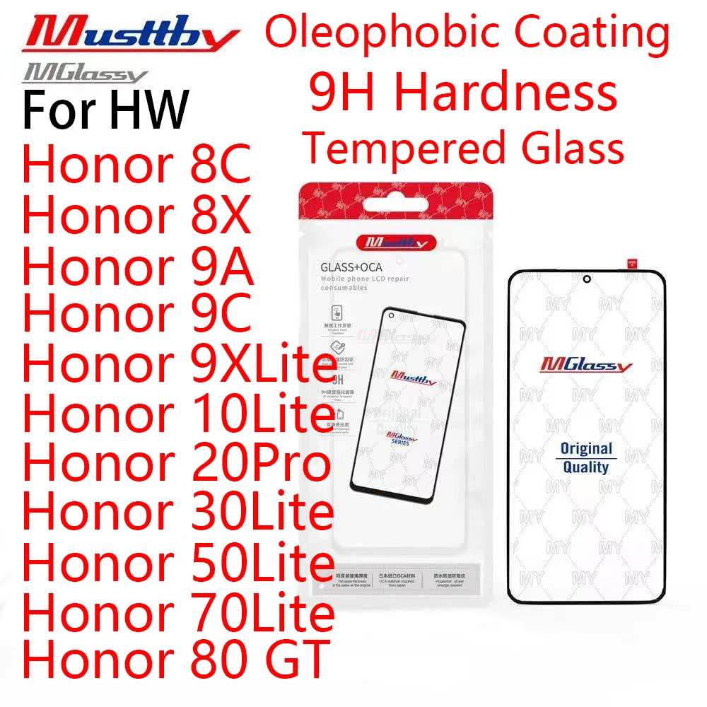 5шт OCA Стекло Для HW Honor8C 8X 9A 9C 9XLite 10Lite 20Pro 30Lite 50Lite Замена Переднего Экрана Мобильного Телефона Стеклом с OCA