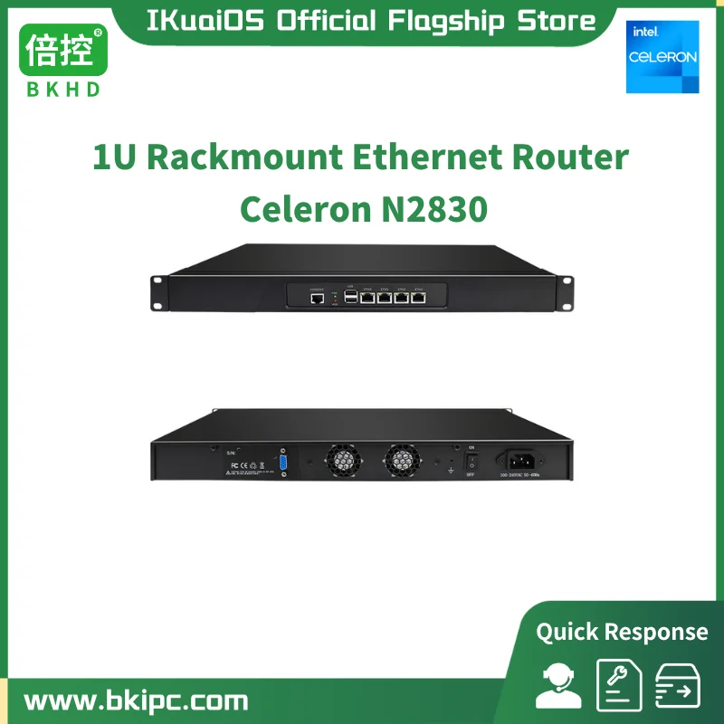 IKuaiOS 4x1 гигАбитный Ethernet Celeron N2830 1U Rackmount Router Брандмауэр, Совместимый с Pfsense MikritikOS ICT Solution SD-WAN 1170NP