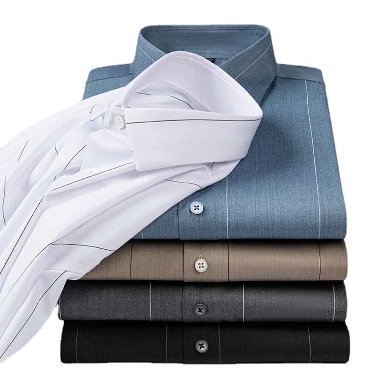 2023 весенне-осенняя новая мужская рубашка с длинными рукавами из бамбукового волокна, впитывающая пот и дышащая повседневная деловая мужская одежда