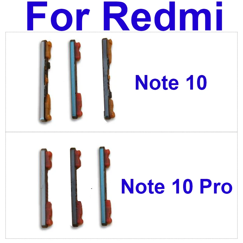 Боковая Кнопка включения громкости для Xiaomi Redmi Note 10 10 Pro Кнопка Регулировки громкости Боковые клавиши питания Запасные Части для Ремонта