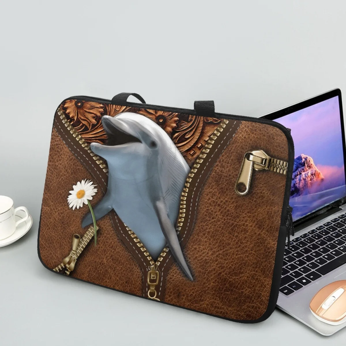 Переносная сумка для планшета Cute Dolphin Sunflower в стиле ретро для пригородных поездок, защитный чехол для ноутбука для путешествий, портфель для мальчиков и девочек