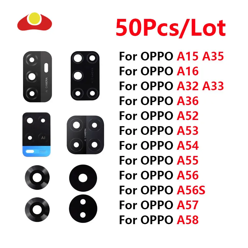 50 шт. для OPPO A15 A15S A35 A16 A32 A33 A35 A36 A52 A53 4G A54 A55 A56 A57 5G A58 Замена Стеклянного объектива задней камеры