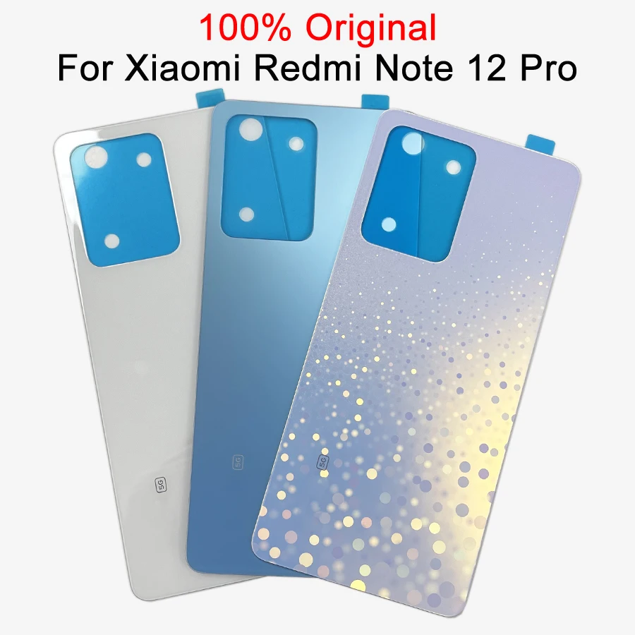 Оригинал для Xiaomi Redmi Note 12 Pro 5G Крышка батарейного отсека Задняя Стеклянная крышка дверной коробки Замена задней крышки корпуса Запасные части