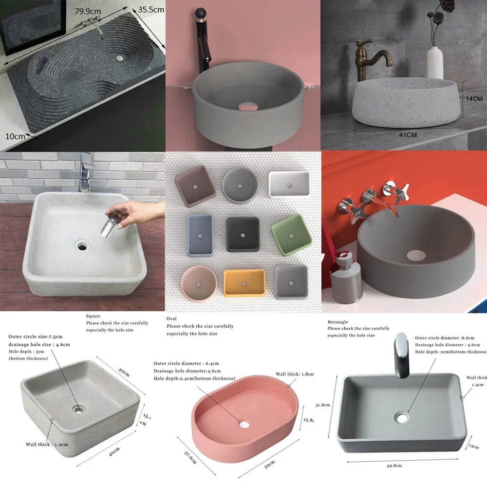 Различные формы Бетонная раковина Силиконовый Молс Горшок для умывания Mols Цементный Молс горшок для мытья рук Моды Силиконовый старый тазик для ванной комнаты
