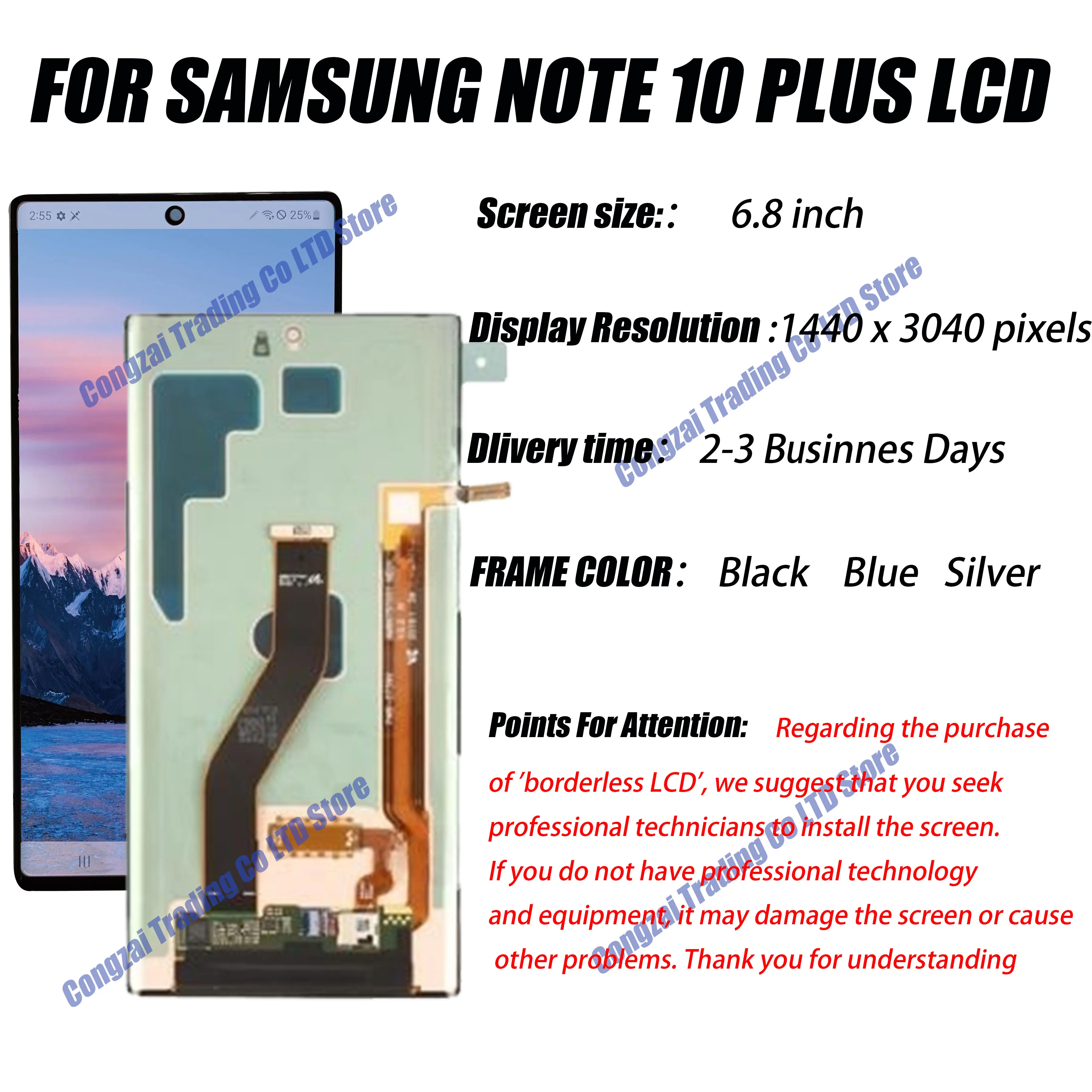 AMOLED Для SAMSUNG Galaxy Note 10 Plus Дисплей С Рамкой 6,8 