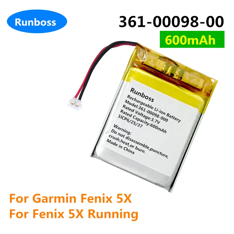 361-00098-00 600 мАч Оригинальная Сменная батарея для часов Garmin Fenix 5X, Fenix 5X Работает, не подходит для умных часов Fenix 5s Plus
