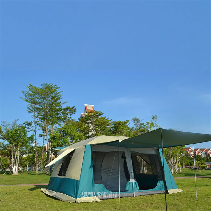 Кемпинг на 6-12 человек, большая семейная палатка, Водонепроницаемая Пляжная палатка, Рыбалка, пеший туризм, Двухслойная Непромокаемая 2-комнатная палатка, отлично подходящая для активного отдыха