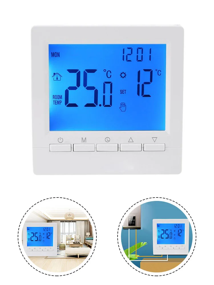Термостат Жидкокристаллический Цифровой Экран Дисплея Регулятор Температуры ЖК-Термостат Комнатного Отопления Домашний Инструмент 86*86*28 мм