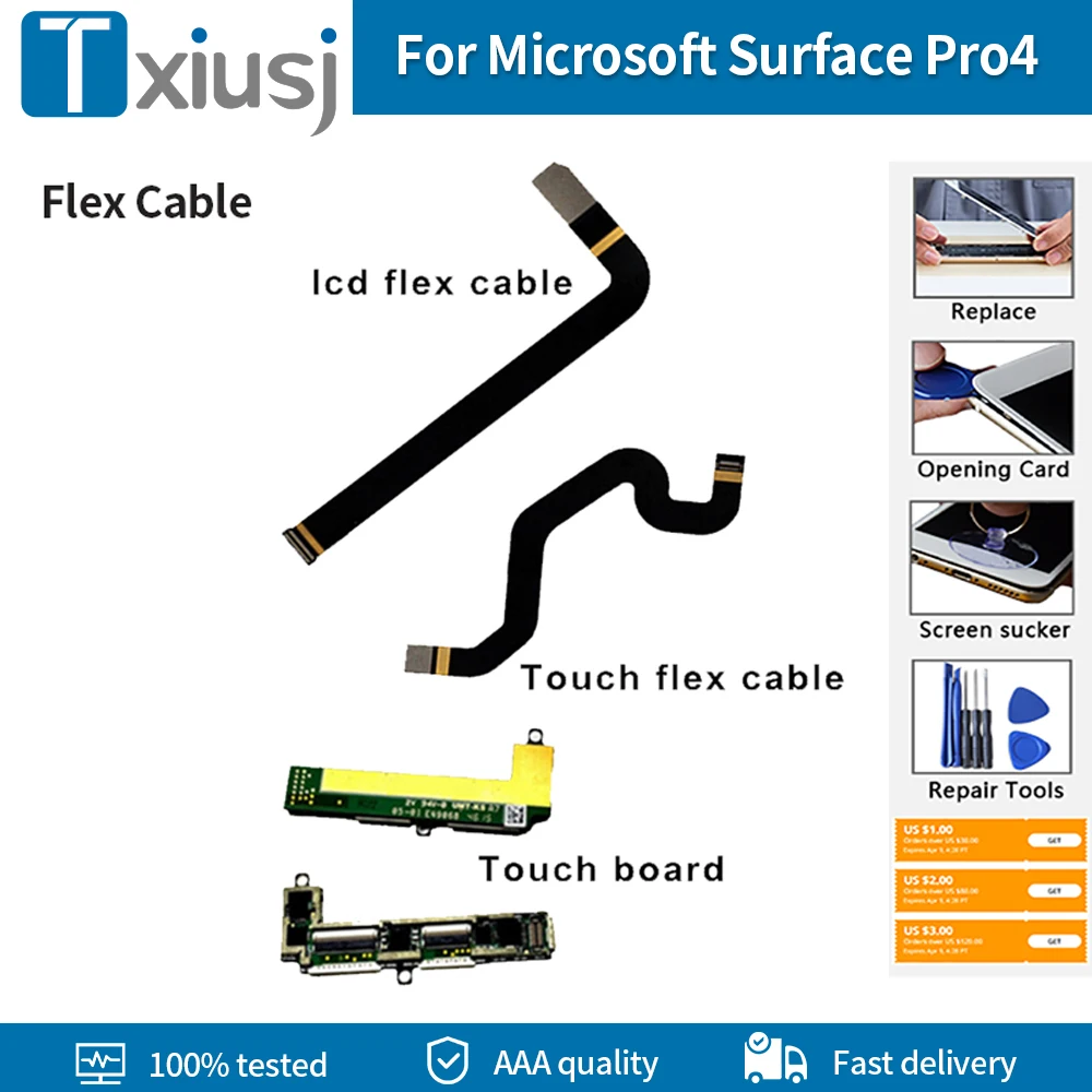 Гибкий кабель AAA + + + Для Microsoft Surface Pro4 1724 Touch LCD Гибкие Кабельные Разъемы Для Сенсорной платы Surface PRO 4