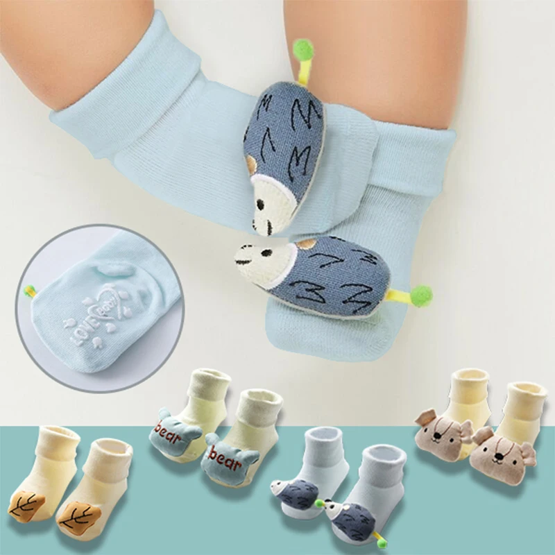 Детские носки для девочек на весну и лето для прогулок с малышами, хлопковые нескользящие носки с мультяшными куклами, обувь для новорожденных мальчиков