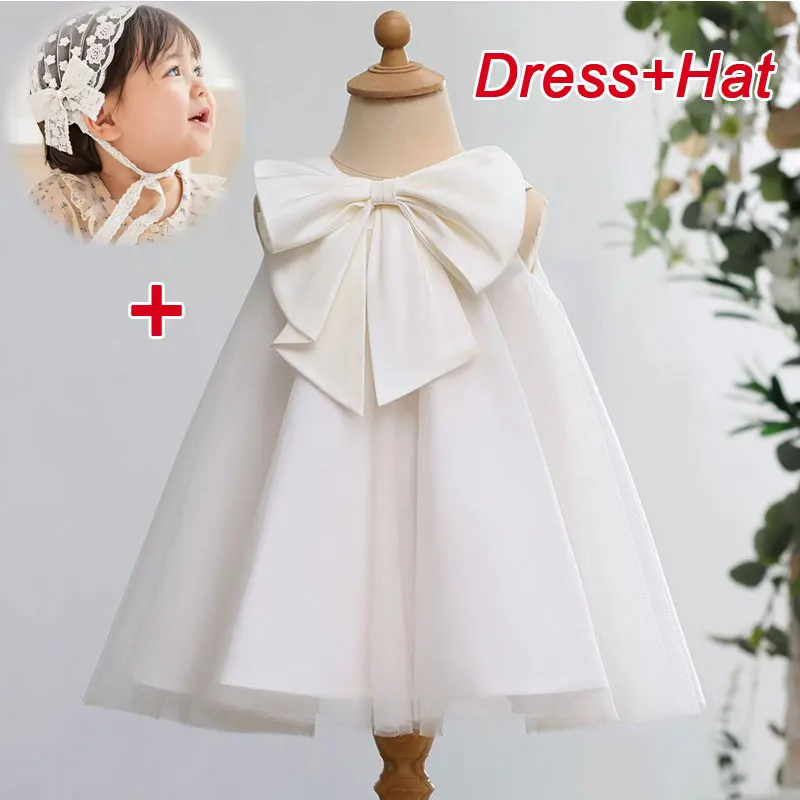 Вечернее Белое Платье для Крещения Маленькой Девочки, Платье Принцессы, Платье Для Крещения Новорожденных, Комплект Одежды для Девочки 1 Года Pambinyag Binyag