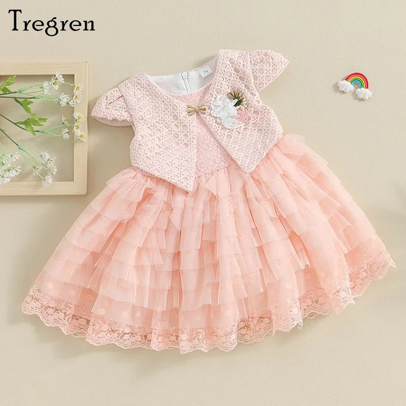 Трегрен, 0-24 м, милое платье принцессы для маленьких девочек, круглый вырез горловины, фатиновое платье трапециевидной формы в стиле пэчворк, платье для новорожденных на день рождения