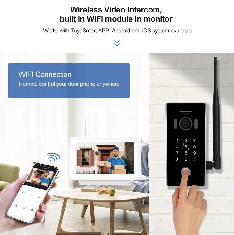 Интеллектуальная камера видеодомофона WiFi, визуальный домофон с ночным видением, IP-дверной звонок, Беспроводная домашняя камера безопасности, дверной звонок