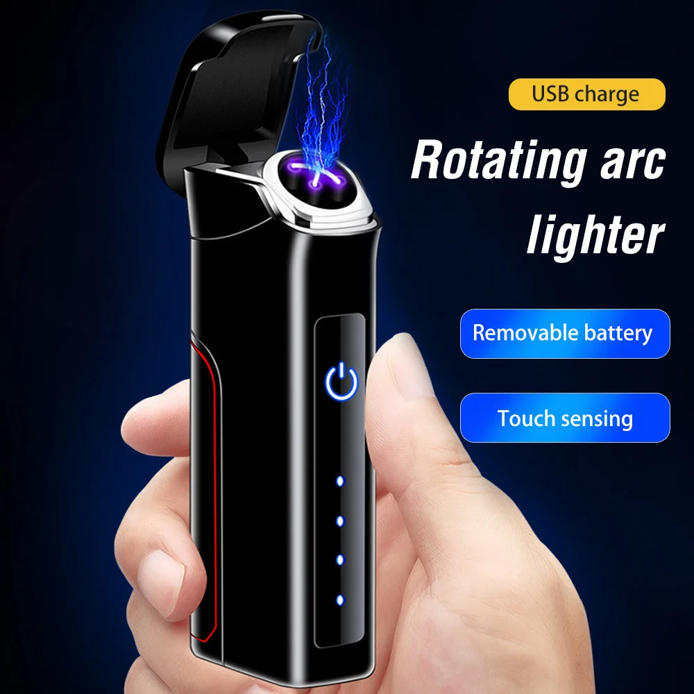 Сменная Литиевая Батарея USB Перезаряжаемые Двухдуговые Зажигалки Высокой Мощности Выбранные Высококачественные Зажигалки с Сенсорным Датчиком для Мужчин