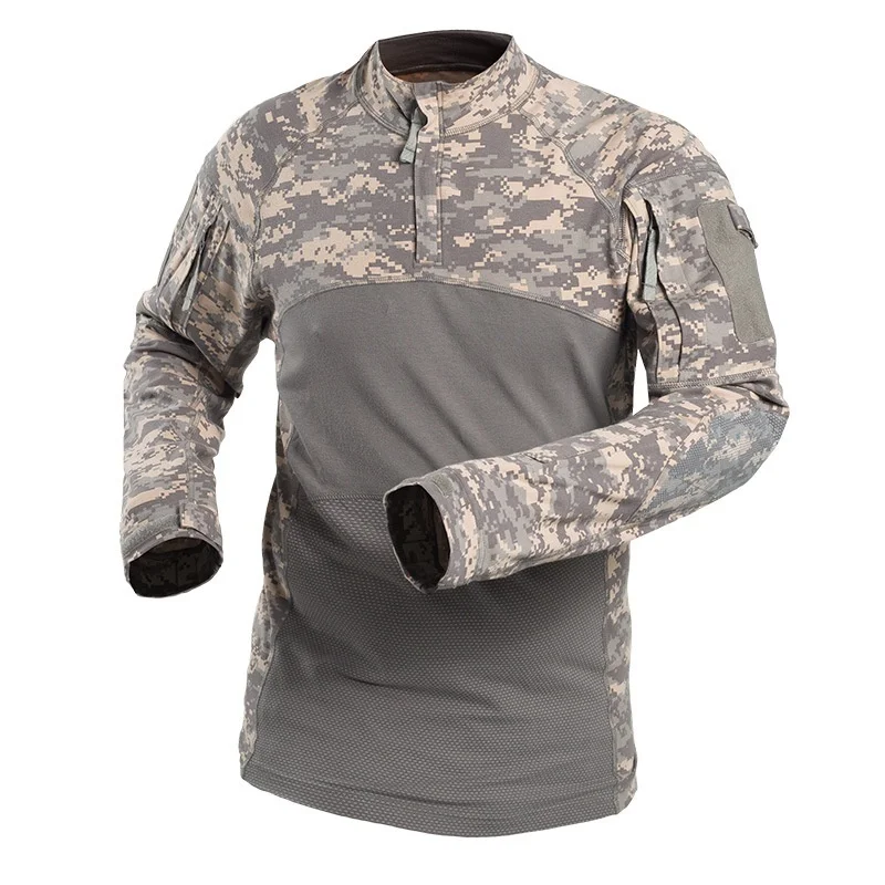 Профессиональная уличная мужская походная одежда Охотничьи рубашки Армейская рубашка Acu Camo Военная тактическая футболка с длинным рукавом Камуфляжная быстросохнущая