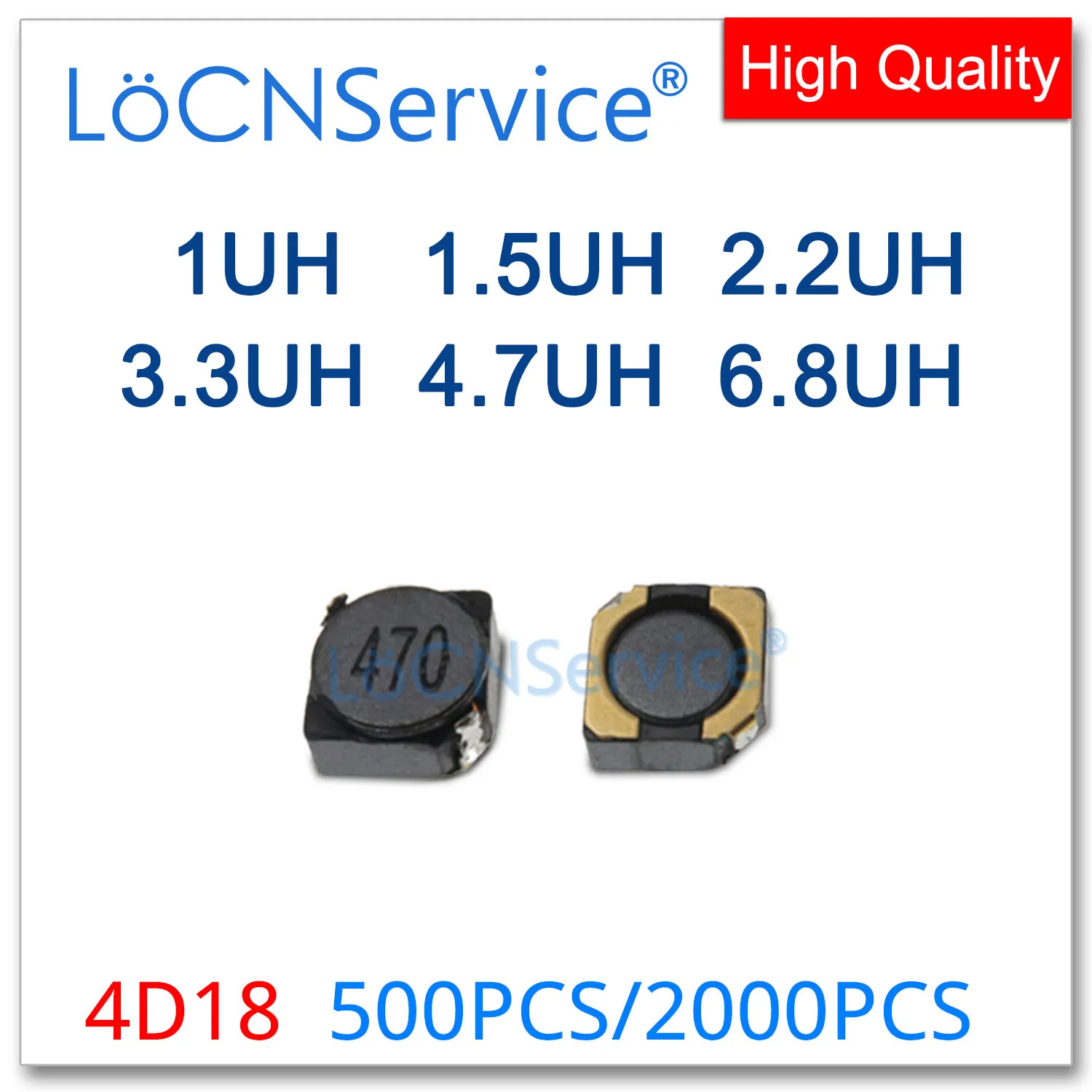 LoCNService 500ШТ 2000ШТ 4D18 4.7*4.7*2.1 мм SMD 1UH 1.5UH 2.2UH 3.3UH 4.7UH 6.8UH SMT экранированные Силовые катушки индуктивности