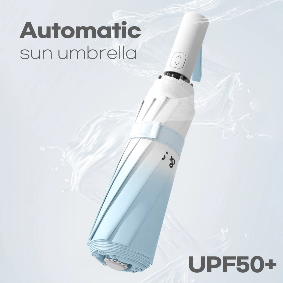 Автоматический УФ-зонт, открытый ветро- и водостойкий зонт, складные женские зонты в градиентном стиле, бесплатная доставка