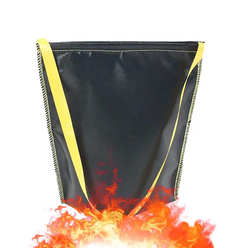 Наружная сумка из черной огнезащитной ткани Сумка для хранения углерода BBQ Сумка для угля BBQ Сумка для угля для пикника на открытом воздухе Огнезащитная сумка из огнезащитной ткани